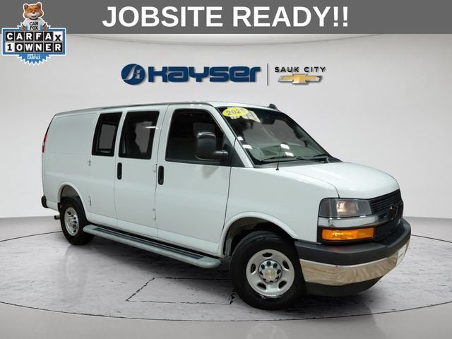 2025 Chevrolet Express Cargo WT in Summit White — front three-quarter view
