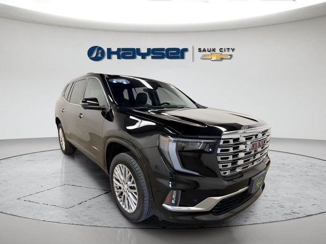 2025 GMC Acadia Denali in Ebony Twilight Metallic — front three-quarter view