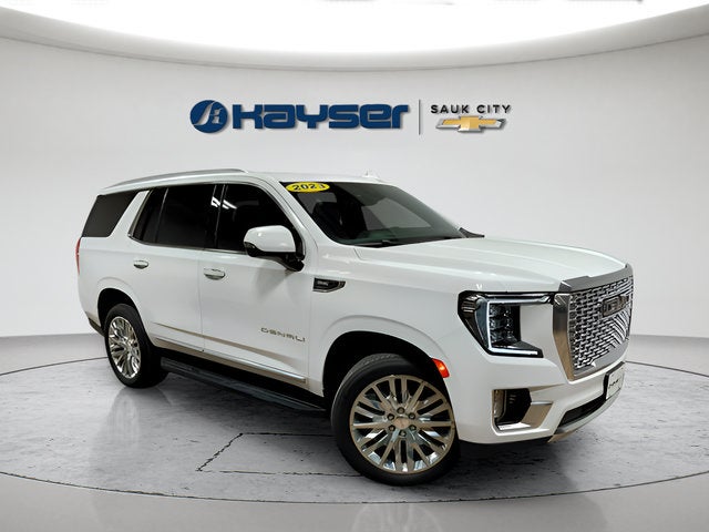 2023 GMC Yukon Denali in Summit White — front three-quarter view
