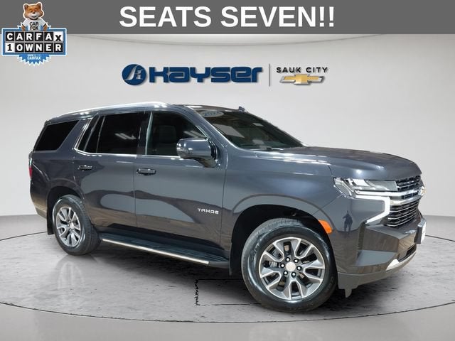 2024 Chevrolet Tahoe LT in Dark Ash Metallic — front three-quarter view