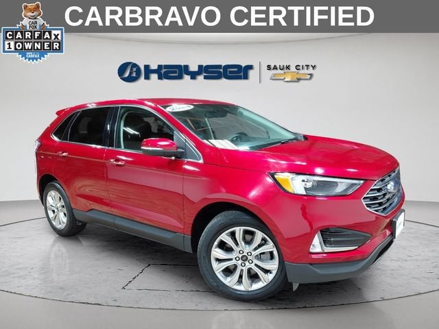 2024 Ford Edge Titanium in Red — front three-quarter view