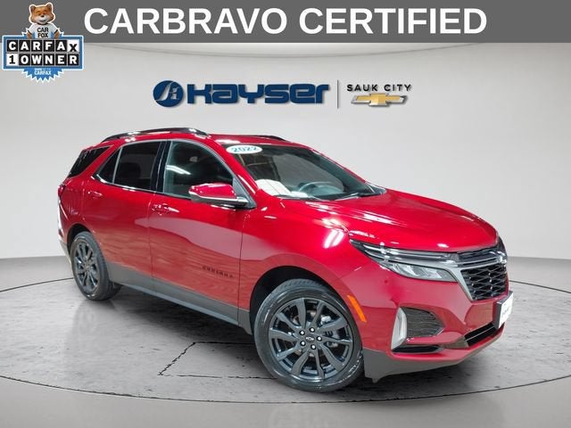 2022 Chevrolet Equinox RS in Cherry Red Tintcoat — front three-quarter view