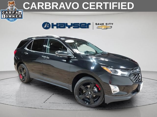 2021 Chevrolet Equinox Premier in Mosaic Black Metallic — front three-quarter view