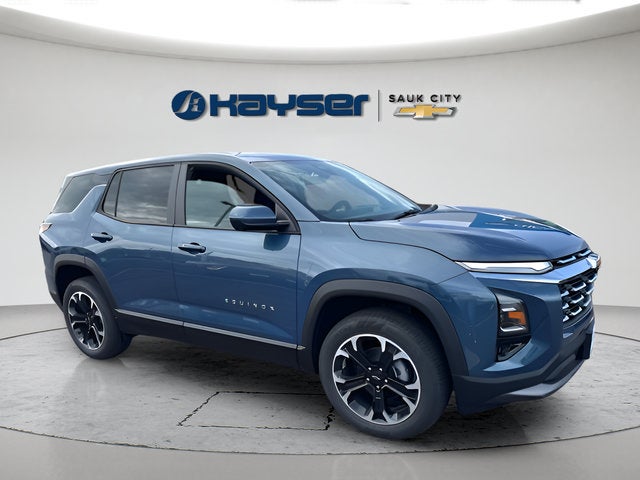 2027 Chevrolet Equinox AWD LT in Lakeshore Blue Metallic — front three-quarter view